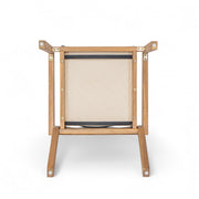 Set of two Noble House Belfast dining chairs with acacia wood frames and cushioned seats, showcasing stylish, natural wood design.