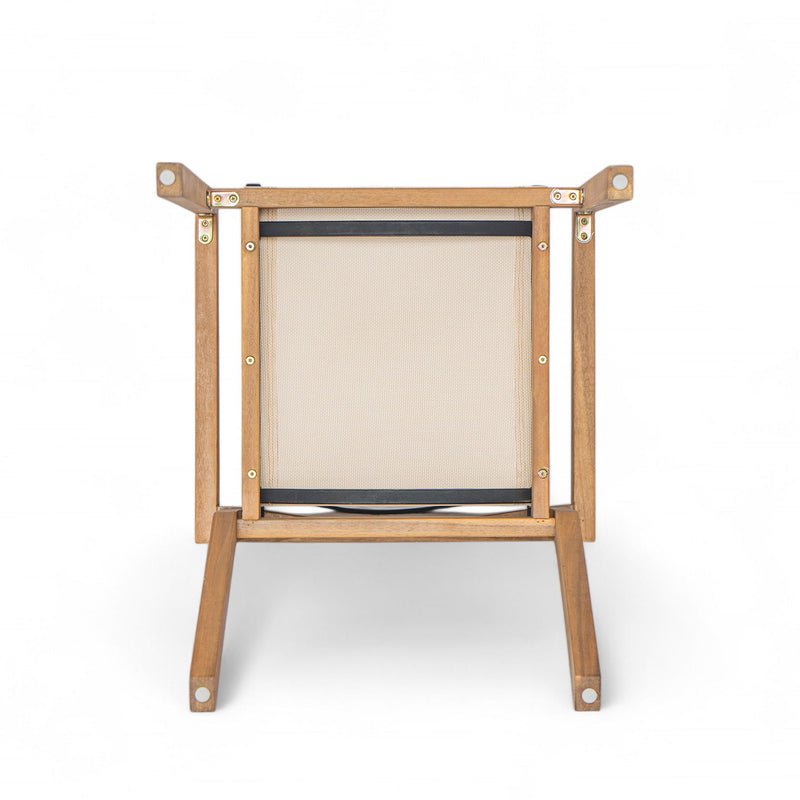 Set of two Noble House Belfast dining chairs with acacia wood frames and cushioned seats, showcasing stylish, natural wood design.