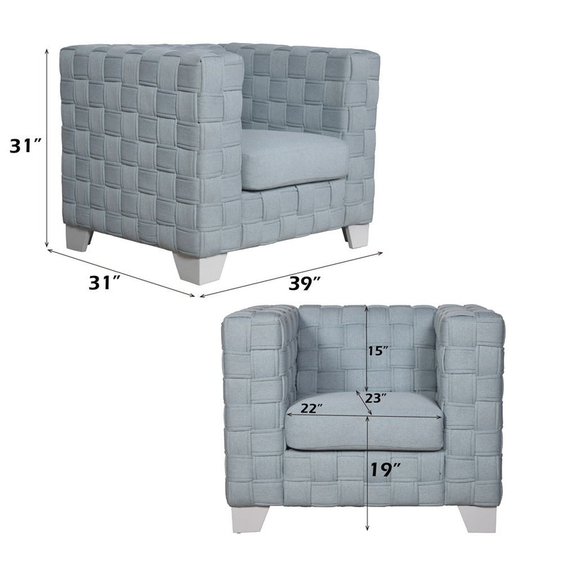 Saree - Chair - Light Teal Chenille & White - R&R Furniture Gallery (Fountain Valley, CA)