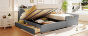 Upholstered Mother & Child Bed With Hydraulic Storage System, Drawer Box, Bedhead Storage Shelf And 2 Pairs Of Sockets & USB Ports - R&R Furniture Gallery (Fountain Valley, CA)