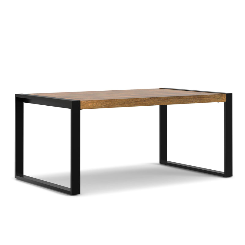 Simpli-Home Mckenzie crafted wooden dining table with sturdy legs and smooth surface, ideal for family meals and gatherings.