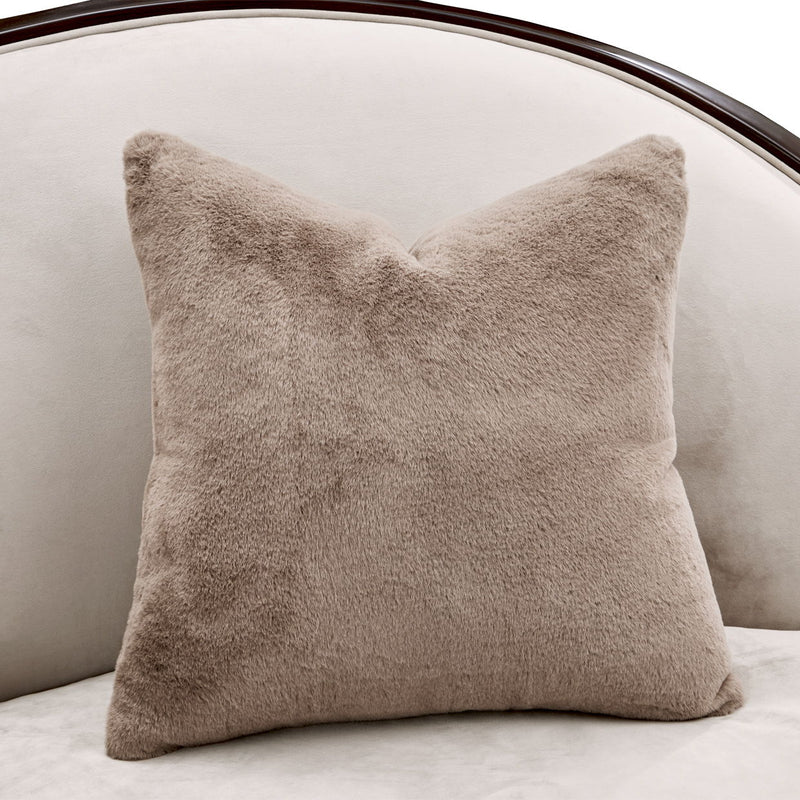 Camellia Field - Asymmetrical Velvet Sofa - Beige / Dark Brown - R&R Furniture Gallery (Fountain Valley, CA)