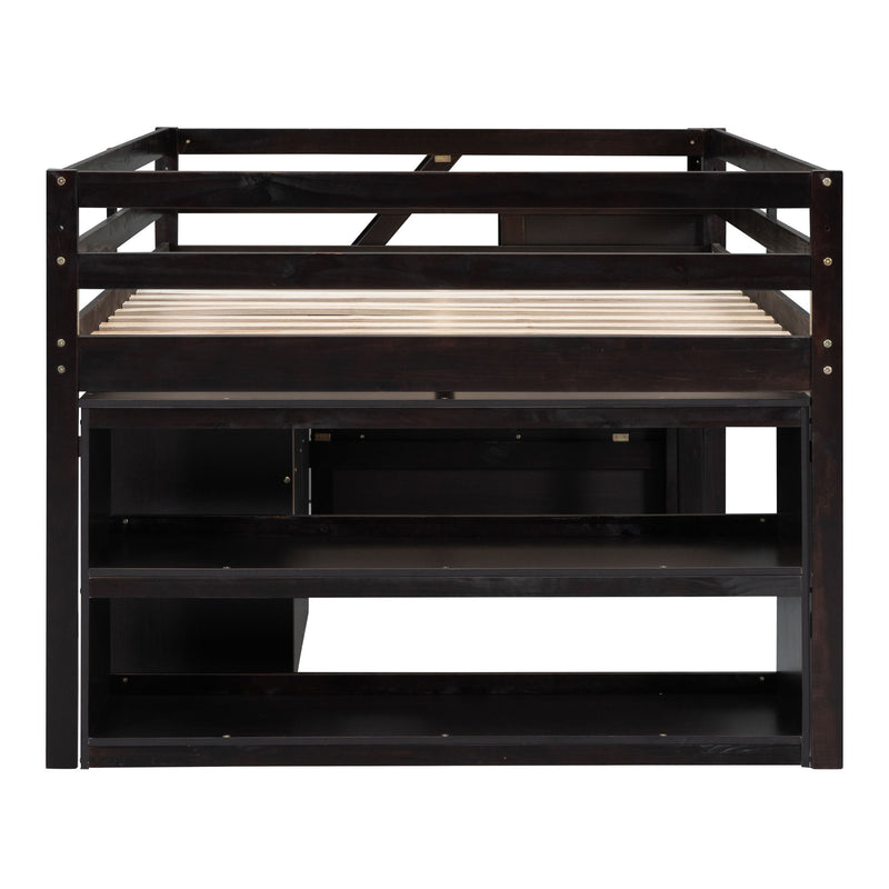 Loft Bed With Retractable Writing Desk And 3 Drawers With Storage Stairs And Shelves - R&R Furniture Gallery (Fountain Valley, CA)