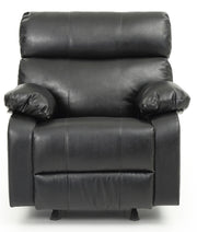 Modern design Glory Furniture rocker recliner chair with plush cushions and wooden base, ideal for living room relaxation.