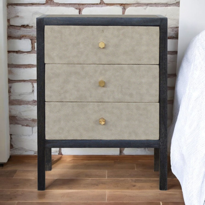 Nightstand, 3 Drawer - Black - R&R Furniture Gallery (Fountain Valley, CA)