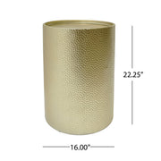 Noble House modern round accent table with hammered surface and sleek design, ideal for stylish living room decor.