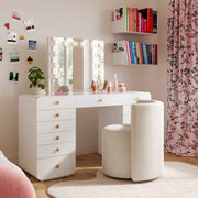 Alyssa - Chenille Rolling Desk Chair - Cream - R&R Furniture Gallery (Fountain Valley, CA)