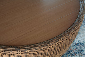 Double Point - Round Cocktail Table - Beige - R&R Furniture Gallery (Fountain Valley, CA)