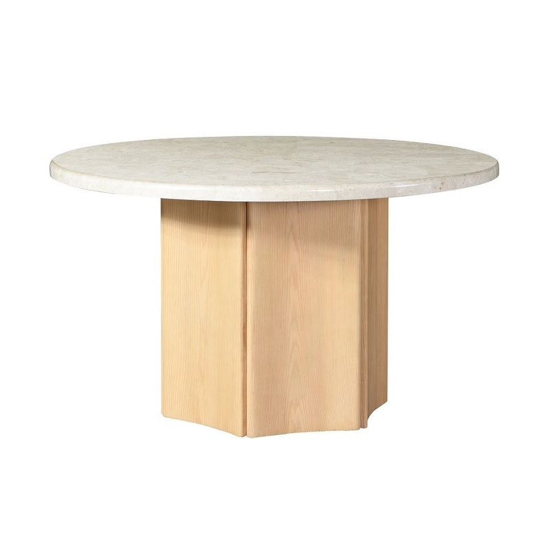 Adalynn - Round Dining Table With Marble Top - White & Weathered Gray Oak - R&R Furniture Gallery (Fountain Valley, CA)