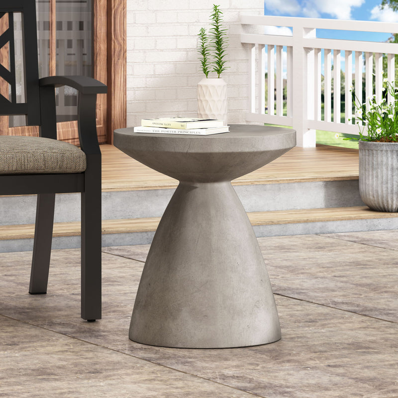 Lightweight concrete side table by Noble House, suitable for indoor and outdoor use, with a modern minimalist design.