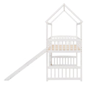 DreamHaus loft bed with slide, featuring a sturdy wooden frame, ladder, and playful slide for kids' bedroom fun.