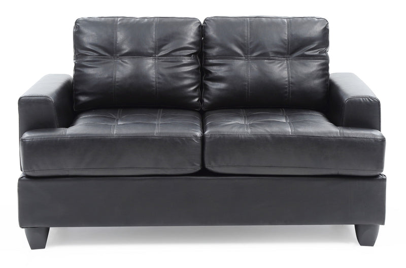 Glory Furniture stylish transitional loveseat for two, stationary design with plush cushions and modern fabric upholstery.