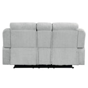 Galya - Motion Loveseat With Console - Light Gray Chenille - R&R Furniture Gallery (Fountain Valley, CA)