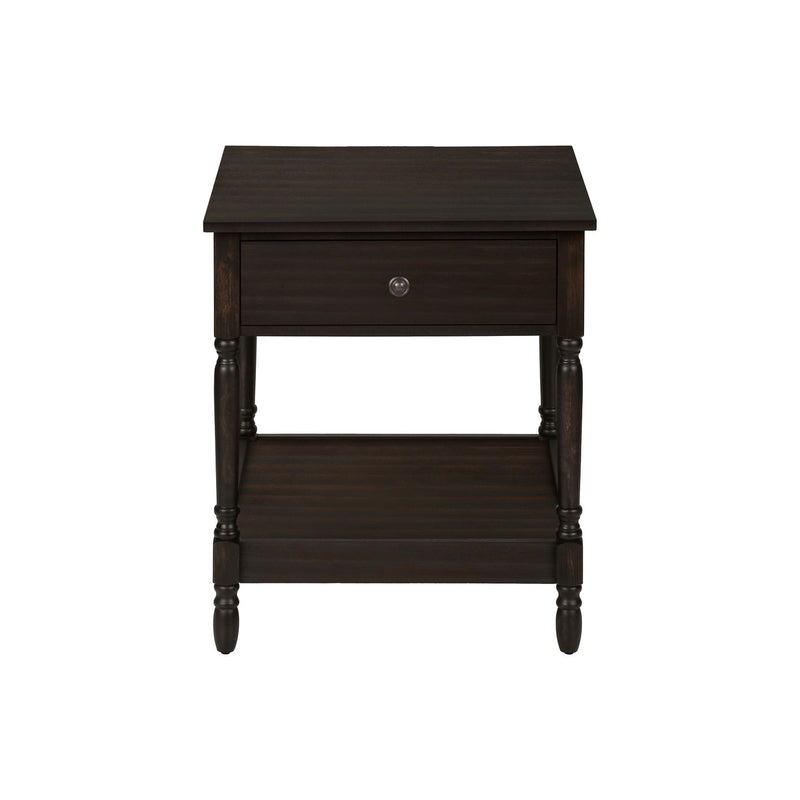 Square Walnut Accent Table with 2 Tiers, traditional style, featuring a wooden finish and sturdy construction.