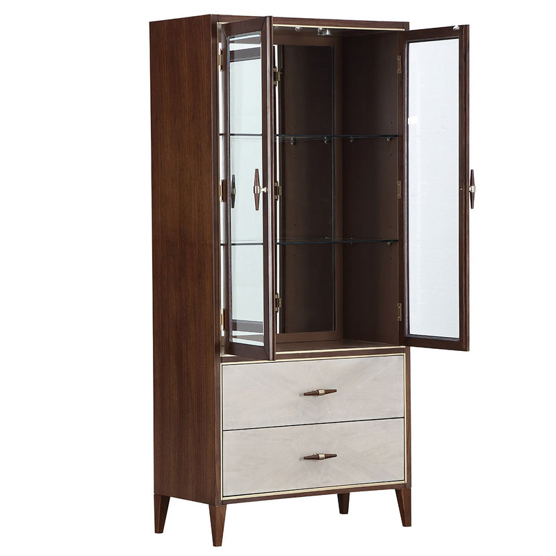 Houston - Display Cabinet - Walnut - R&R Furniture Gallery (Fountain Valley, CA)