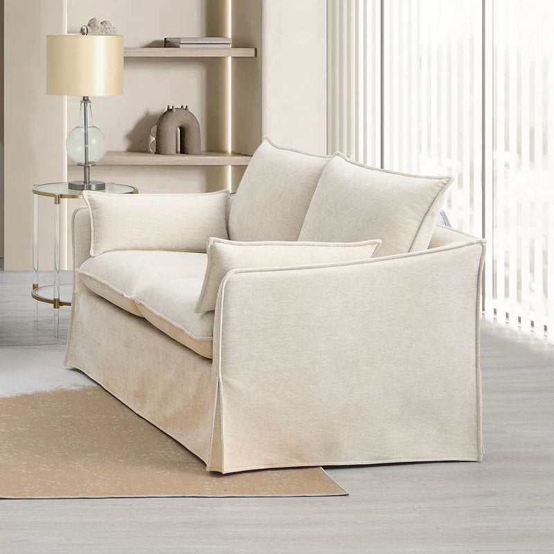 Shane - Loveseat With 2 Pillows - Beige Linen - R&R Furniture Gallery (Fountain Valley, CA)