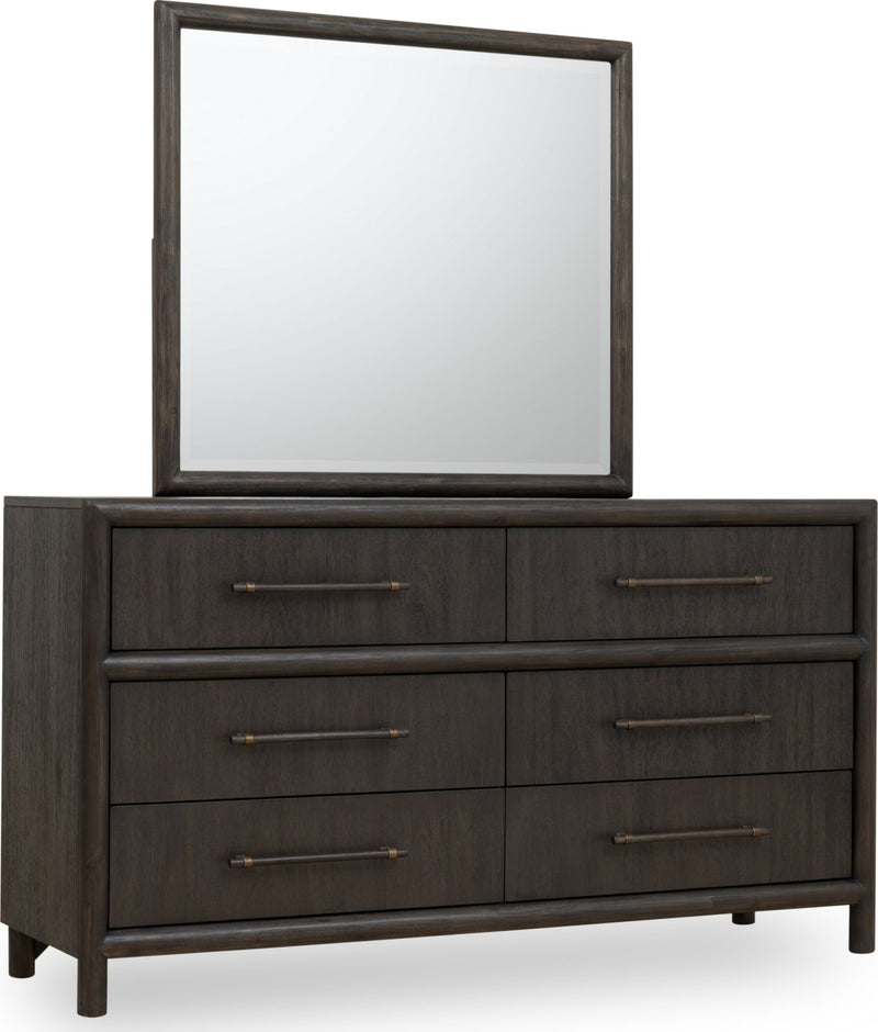 Dorsey Solid Wood and Glass Mirror in Basalt Grey