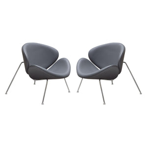 Set of (2) Roxy Accent Chair with Chrome Frame by Diamond Sofa - GREY