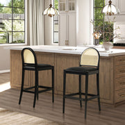 Panama - Curved Back Cane Bar Stool (Set of 2) - R&R Furniture Gallery (Fountain Valley, CA)