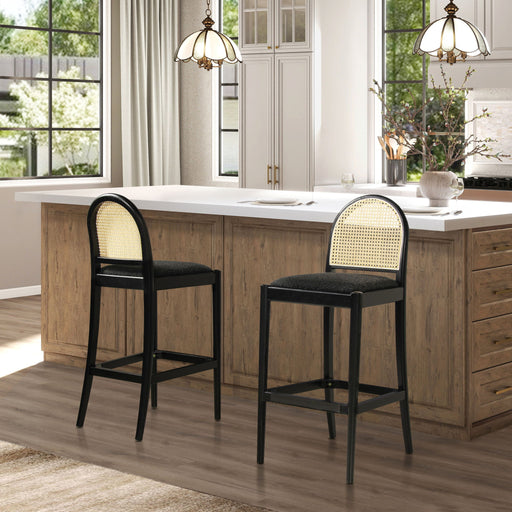 Panama - Curved Back Cane Bar Stool (Set of 2) - R&R Furniture Gallery (Fountain Valley, CA)
