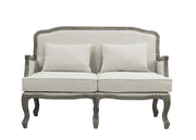 Tania - Loveseat With 2 Pillows - Cream Linen & Gray - R&R Furniture Gallery (Fountain Valley, CA)