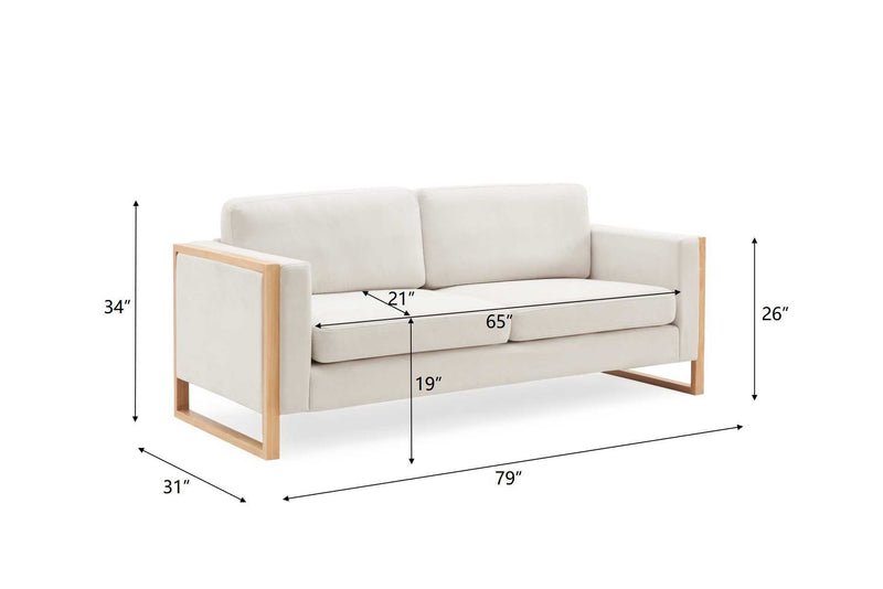 Modern Sofa With Solid Wood Legs, 3 Seater - R&R Furniture Gallery (Fountain Valley, CA)