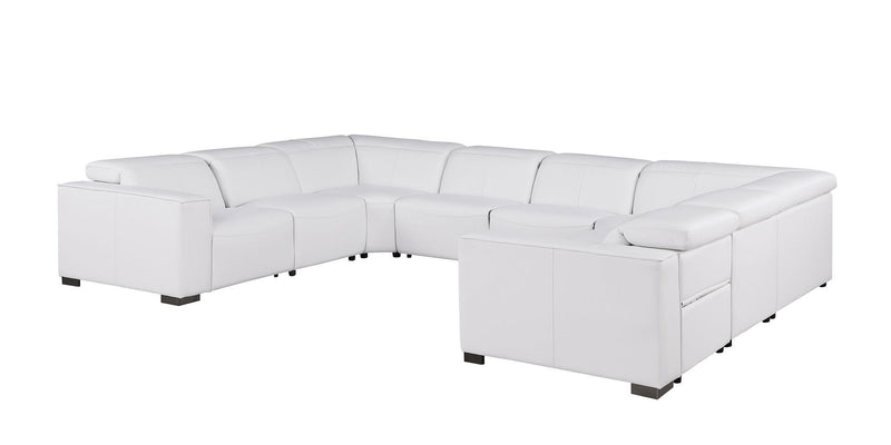 1208 - 8 Piece U Shaped Leather Sectional With 4 Power Recliners & Power Headrests