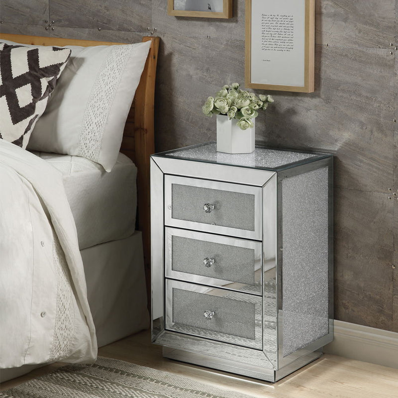 Noralie - 18" X 14" Accent Table - Mirrored & Faux Diamonds - R&R Furniture Gallery (Fountain Valley, CA)