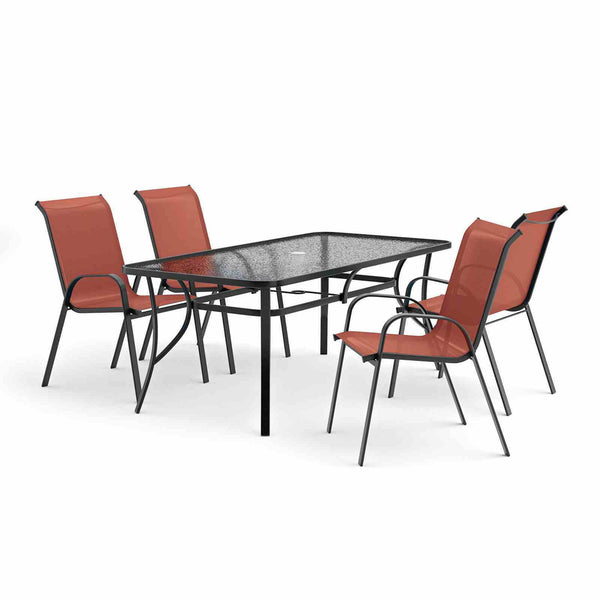 Pierro - 5 Pc. Outdoor Dining Set, Red