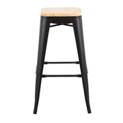 Lumi Source Oregon contemporary barstool set of 2 with sleek modern design and wooden legs, ideal for kitchen or bar area.