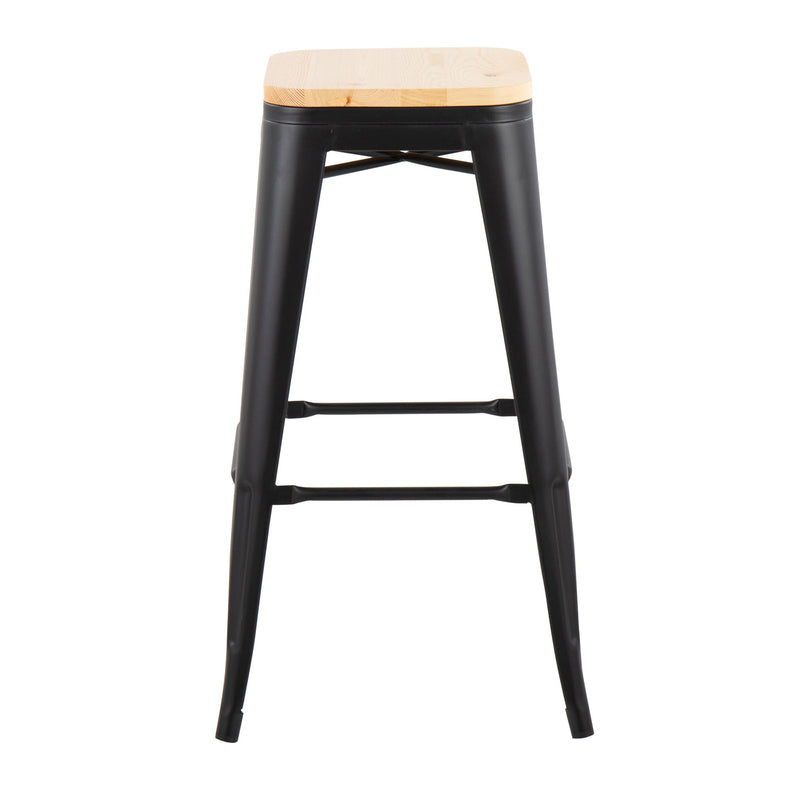 Lumi Source Oregon contemporary barstool set of 2 with sleek modern design and wooden legs, ideal for kitchen or bar area.