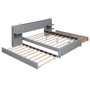 Upholstered Platform Bed With Reading Lights, Drawers, Trundle And Shelves - R&R Furniture Gallery (Fountain Valley, CA)