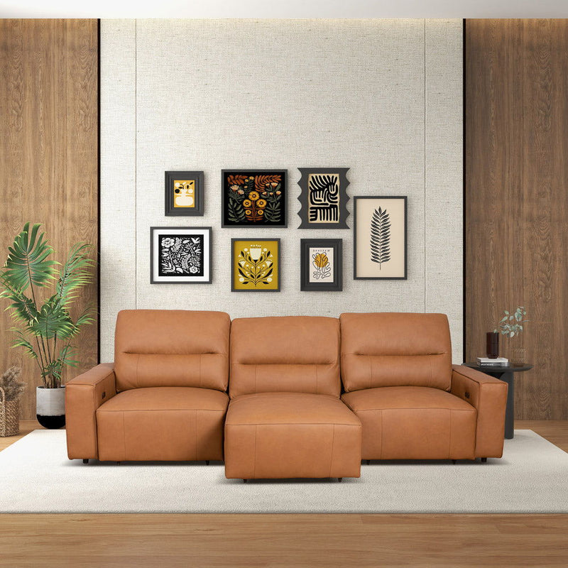 Grant - Triple Power Convertible Sofa - Cognac - R&R Furniture Gallery (Fountain Valley, CA)