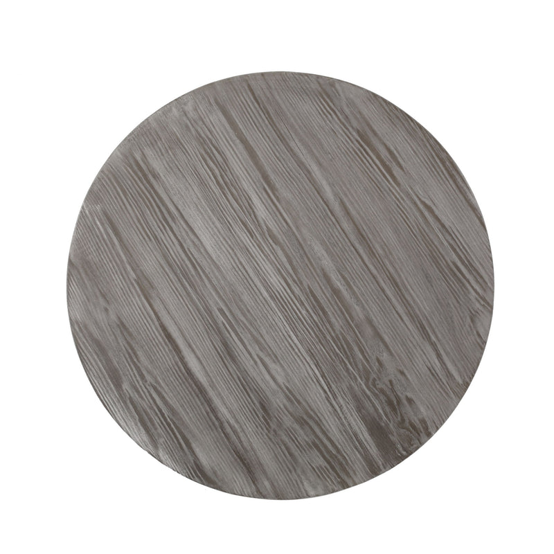 Gray Noble House coffee table with wood-patterned tabletop and iron frame, showcasing a modern and stylish living room accent piece.