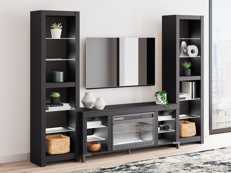 Cayberry - 3-Piece Entertainment Center With Electric Fireplace - Black - R&R Furniture Gallery (Fountain Valley, CA)