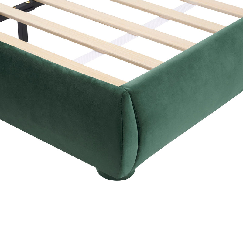 Upholstered Simple Modern Bedroom Bed With Curved Headboard - R&R Furniture Gallery (Fountain Valley, CA)
