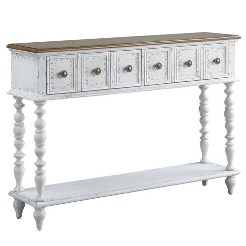 Bence - Console Table - Dark Charcoal & Antique White - R&R Furniture Gallery (Fountain Valley, CA)