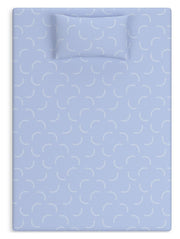 Blue Ikidz Ocean twin size memory foam mattress and pillow set by Sierra Sleep® Ashley, featuring plush fabric and supportive design.
