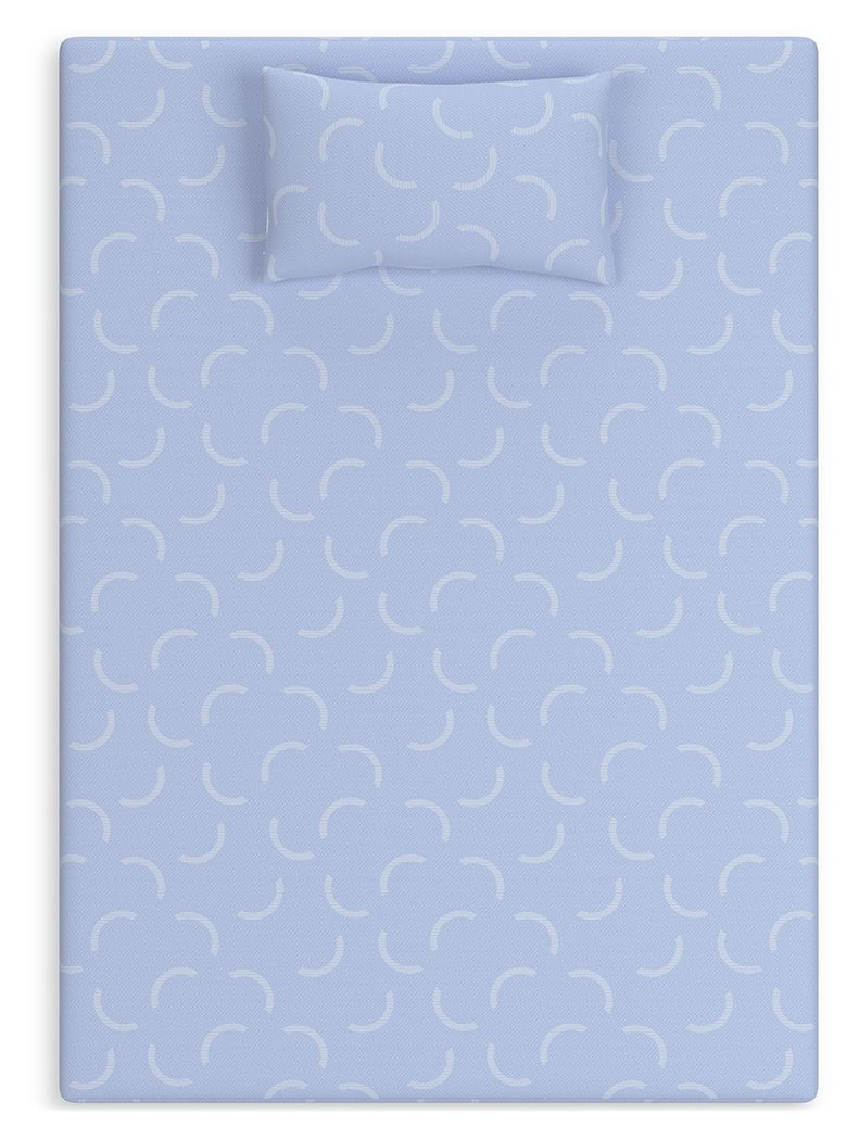 Blue Ikidz Ocean twin size memory foam mattress and pillow set by Sierra Sleep® Ashley, featuring plush fabric and supportive design.
