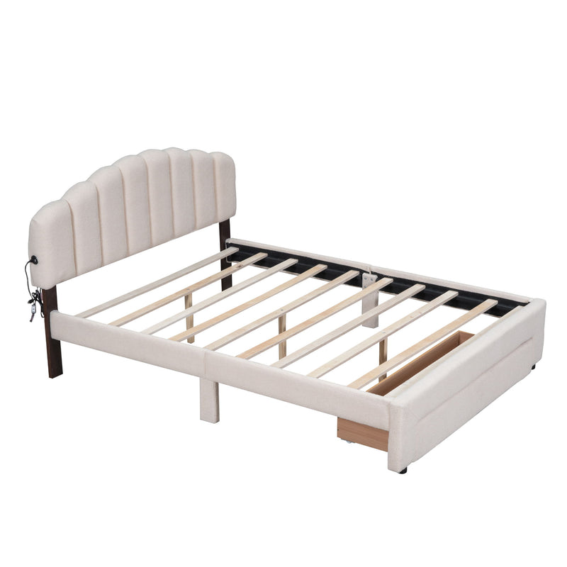 Upholstered Platform Bed With Drawer - R&R Furniture Gallery (Fountain Valley, CA)