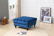 Soft charming traditional upholstered ottoman by Glory Furniture with plush fabric and wooden legs, perfect for living room decor.