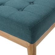 Vibratory - Button Tufted Upholstered Ottoman With Splayed Wooden Legs - Teal / Natural - R&R Furniture Gallery (Fountain Valley, CA)