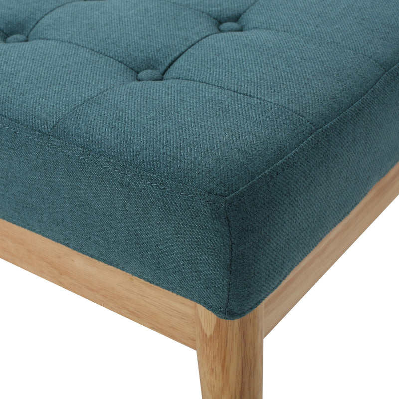 Vibratory - Button Tufted Upholstered Ottoman With Splayed Wooden Legs - Teal / Natural - R&R Furniture Gallery (Fountain Valley, CA)