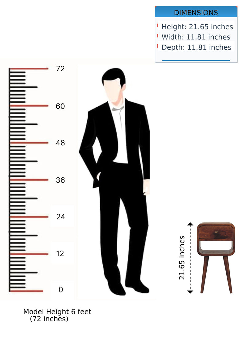 Mini California Curved Nightstand Wth Lower Slot