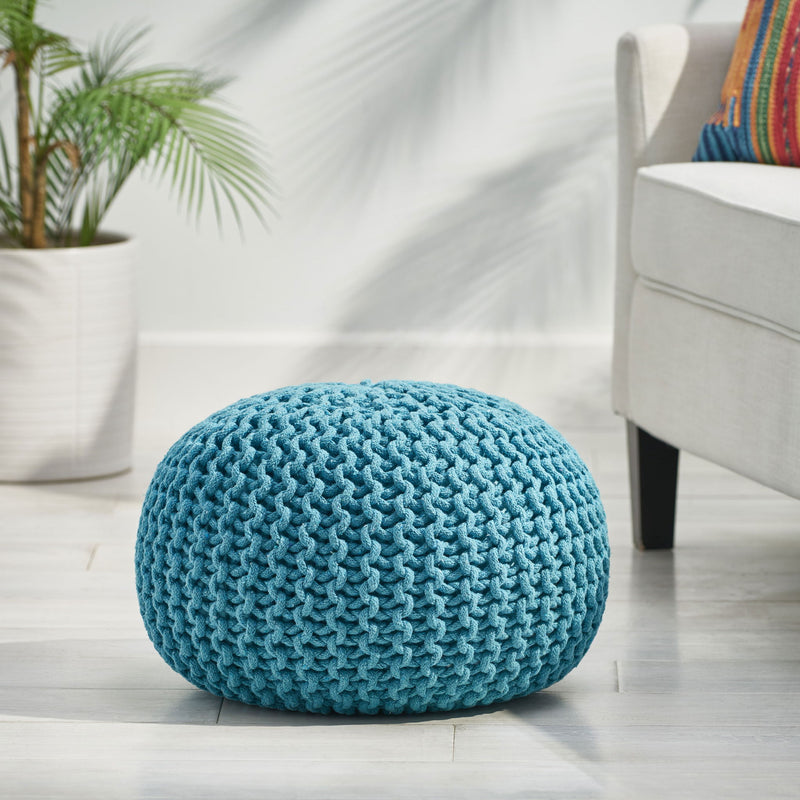 Moro - Knitted Round Pouf With Pumpkin Shape - R&R Furniture Gallery (Fountain Valley, CA)