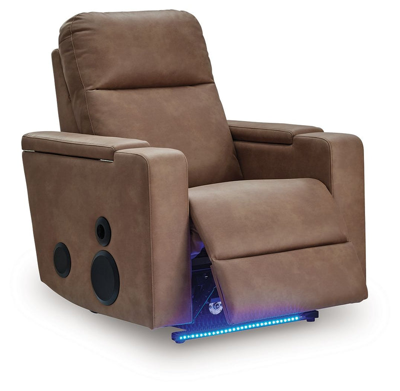 Lorrenton - Glider Power Recliner With Audio System - Caramel - R&R Furniture Gallery (Fountain Valley, CA)