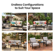 Outdoor Elegance rounded corners coffee table by Life Outside, showing a sleek outdoor table with smooth edges and modern design.