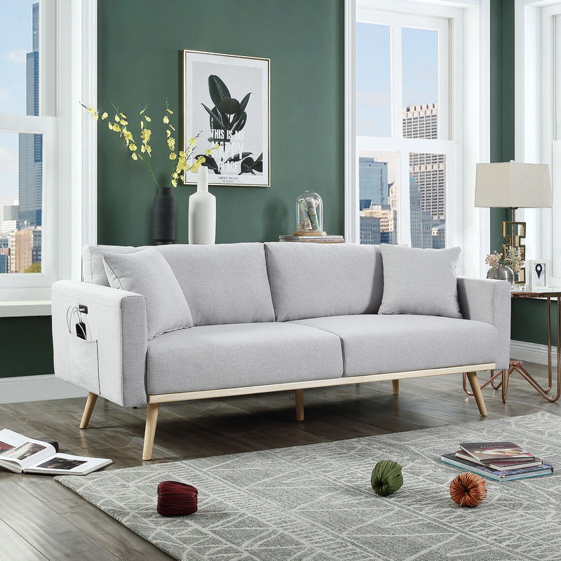 Easton - Fabric Sofa With USB Charging Ports Pockets And Pillows - R&R Furniture Gallery (Fountain Valley, CA)
