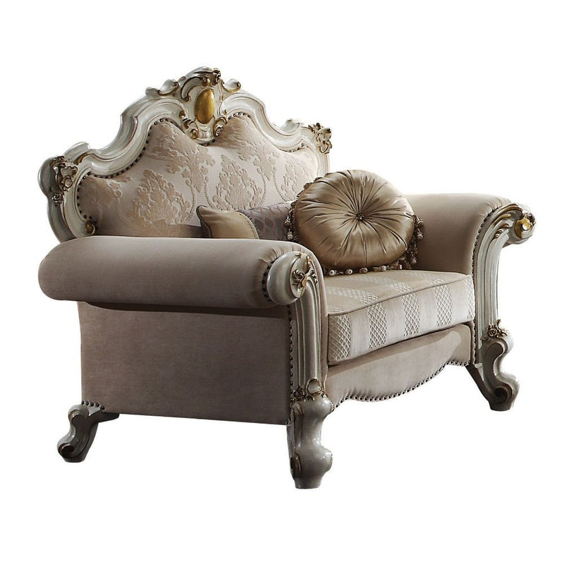 Picardy - Chair With 2 Pillows - Fabric & Antique Pearl - R&R Furniture Gallery (Fountain Valley, CA)