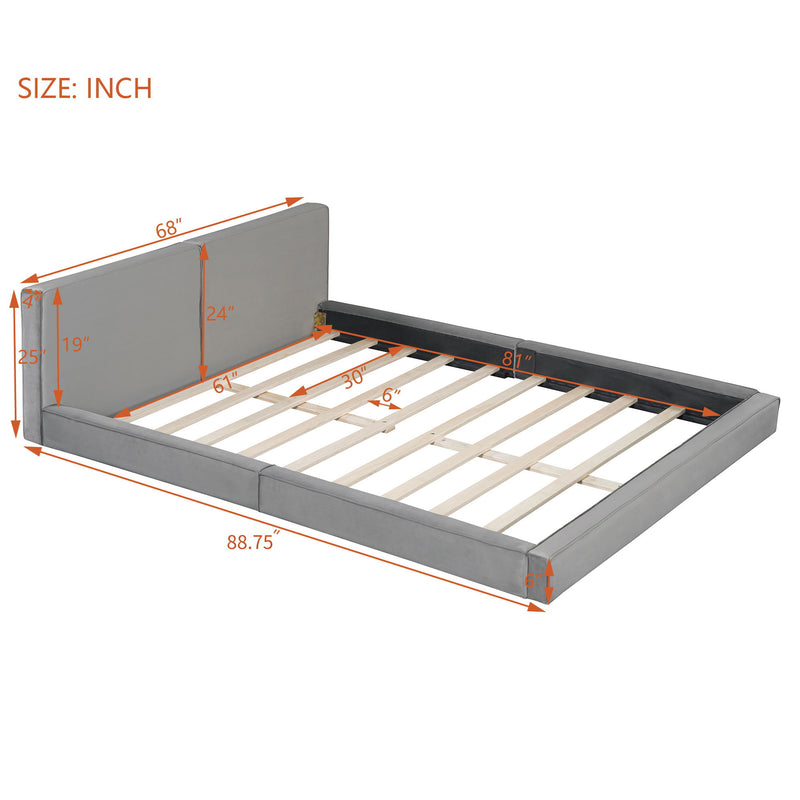Upholstered Platform Bed, Grounded Bed With Solid Frame - R&R Furniture Gallery (Fountain Valley, CA)